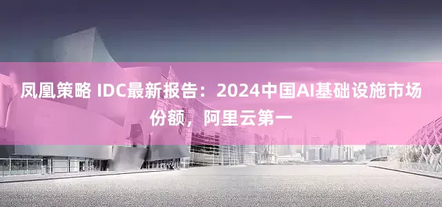 凤凰策略 IDC最新报告：2024中国AI基础设施市场份额，阿里云第一