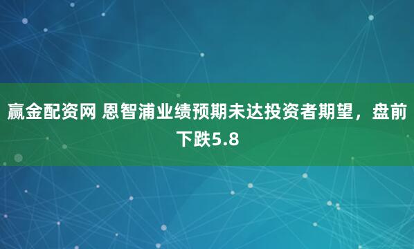 赢金配资网 恩智浦业绩预期未达投资者期望，盘前下跌5.8
