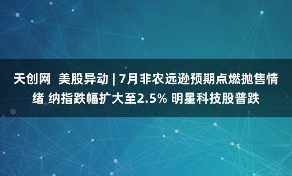 天创网  美股异动 | 7月非农远逊预期点燃抛售情绪 纳指跌幅扩大至2.5% 明星科技股普跌