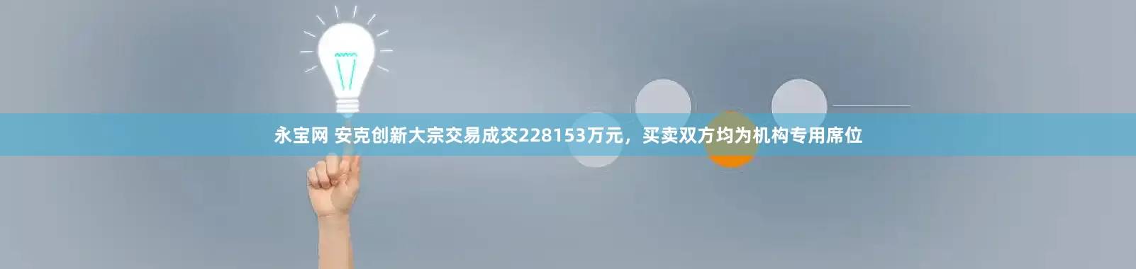 永宝网 安克创新大宗交易成交228153万元，买卖双方均为机构专用席位